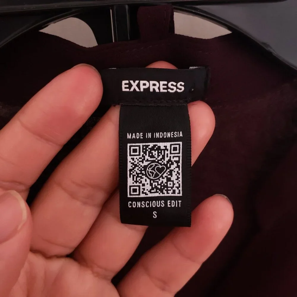 Express Women Purple Button V Neck Long Sleeve Sheer Lightweight Blouse Size S - Picture 5 of 15